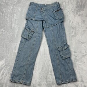 BDG Urban Outfitters Wickelrock Cargo Jeans Womens S Blue Heller Denim Outdoor